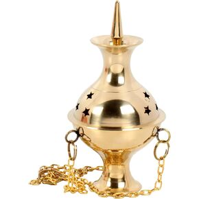 Brass Hanging Incense Burners Censer/Charcoal Incense Brass Burners, 7" High