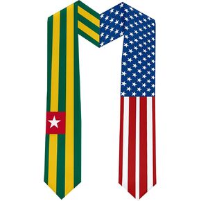 2025 Togo Flag and USA Flag Graduation Stole Graduation Sash for International Student (Baccalaureate Gown and Hat Not Included)