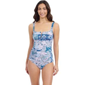 Profile by Gottex Womens Paisley Print Round Neck U Wire Shirring Tankini with Soft Cups and Adjustable Straps Swim Essential in Kuwait