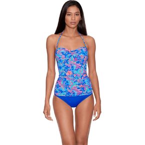 Lauren Ralph Lauren Womens Printed Bandeau Tankini Swim Top Blue 4