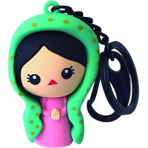 BY MEXICO La Virgen Figure 3D Keychain, 1.9" Flexible Mexican Character