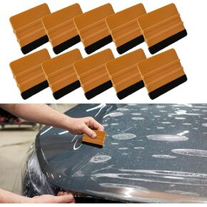 10pcs Vinyl Squeegee Felt Edge Squeegee, 4 Inch Felt Squeegee Applicator Tool Scraper Tool with Soft Felt Cloth Universal for Car Vinyl Wrap, Window Tint, Wallpaper, Decal Sticker (White)