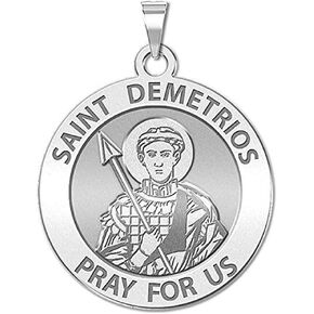 PicturesOnGold.com Saint Demetrios Religious Medal - 2/3 Inch Size of Dime, Sterling Silver