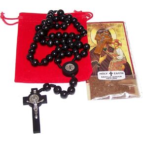 Holy Land Market St. Benedict Catholic Wood Rosary from Bethlehem - The Holy Land