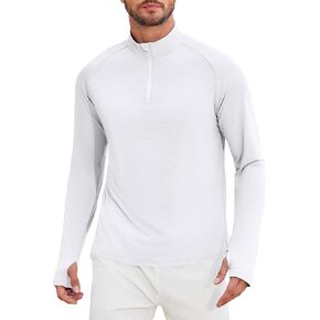 PINSPARK UV Long Sleeve Shirt for Men Quarter Zip Pullover Lightweight Rash Guard Quick Dry Athletic Workout Shirts in Kuwait