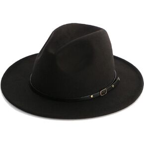 Kids Fedora-Hats Girls Vintage Wide Brim Felt-Bowler-Cap Belt-Fedora-Hat