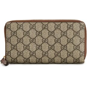 WHAT GOES AROUND COMES AROUND Women's Pre-Loved Gucci Brown Coated Canvas Zip Around Wallet