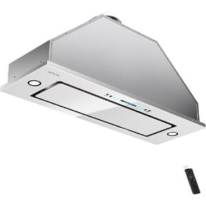 IKTCH NEW 30 "Range Hood Insert ، 900 CFM Raged/Ductless Range مع مروحة 4 سرعات ، من الفولاذ المقاوم للصدأ الأبيض ومدى زجاجي تقلب 30 بوصة مع الإيماء