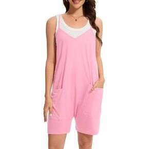 Rompers for Women Summer Casual Loose Spaghetti Adjustable Strap Sleeveless Shorts Romper with Pockets 2025 Clothes