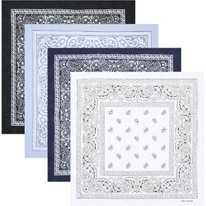 4PCS Bandanas for Men Women Paisley Head Scarf Sweat Absorbing Handkerchiefs Cotton Paisley Printed Bandanas Versatile Vintage Face Mask Large Bandana Square Head Scarf for Gym Sports Work