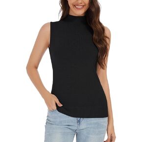 Sleeveless Mock Neck Tops for Women Mock Turtle Neck Vest Tops