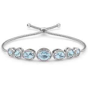 Shop LC Sky Blue Adjustable Bracelet for Women, Cubic Zirconia Bolo Tennis Bracelet Sliding Ct 2.4 Birthday Gifts for Women