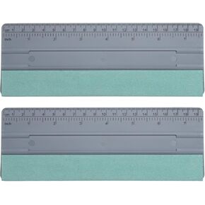 HARFINGTON 2pcs Vinyl Squeegee Felt Edge 6" Squeegee Felt Fabric Decal Vinyl Scraper with Ruler Measuring Car Wallpaper Smoothing Window Privacy Film Glass Tint Installation, Grey