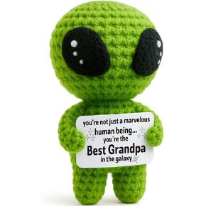 Father's Day for Grandpa Gifts – Cute Handmade Crochet Alien Plush for Grandfather Birthday, Valentine's or Christmas Retirement, or Grandparents Day from Granddaughter, Grandson, Grandkids
