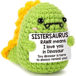Mini Sister Gifts from Sister Mothers Day Birthday Gifts for Sisters I Love You Sistersaurus Cute Handmade Crochet Dinosaur Friendship Gift for Sisters Big Little Sis Mother's Day Present Ideas