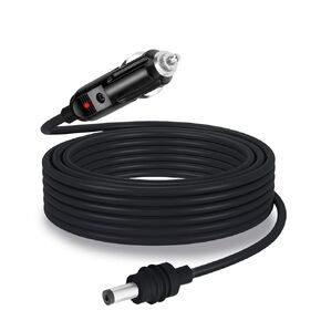 Cigarette Lighter to DC5521 Adapter Extension Cable, 16AWG 12FT 12V 24V Car Truck Charger and DC 5.5 * 2.1MM Male Connector Cable for Starlink MIni, Power Stations and Solar Generators
