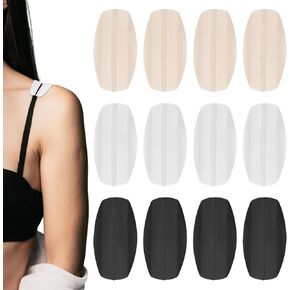 12 Pcs Bra Strap Cushion Non-Slip Bra Strap Pads Bra Strap Holders 3 Colour Silicone Shoulder Protectors Pads Fabric Relieve Discomfort Shoulder Pads for Women