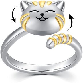 Fidget Spinner Ring Sterling Silver Spinner Ring Anti Stress Jewelry Gifts for Women Men