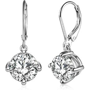 Moissanite Drop Earrings,1.0ct-2.0ct D Color VVS1 Round Cut Lab Created Diamond Earrings,925 Sterling Silver 18K White Gold Dangle Earrings For Women Moissanite Leverback Earrings