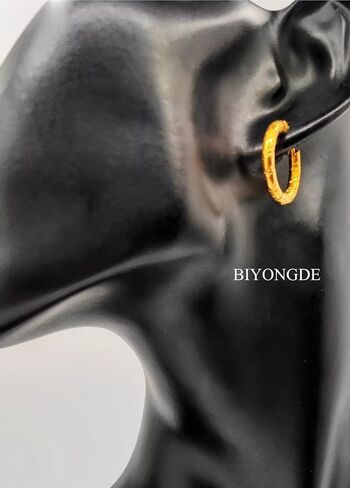 Minimalist Black Grooved Circle Huggie Hinged Hoop Earrings Stainless Steel Men Women Fashion Cool in Kuwait