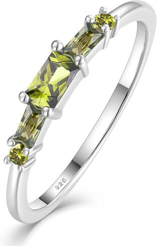 Baguette Ring for Women 925 Sterling Silver Eternity Stacking Bands Emerald Cut Birthstone Jewelry in Saudi Arabia