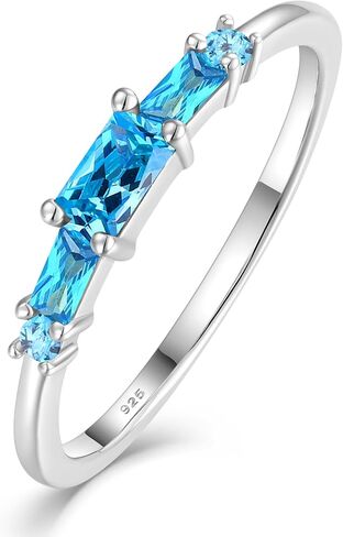Baguette Ring for Women 925 Sterling Silver Eternity Stacking Bands Emerald Cut Birthstone Jewelry in Saudi Arabia