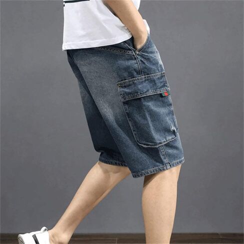 Andongnywell Men's Large Stretch Loose Work Short Denim Pants Summer Casual Jeans Shorts with Pockets Zipper in Saudi Arabia