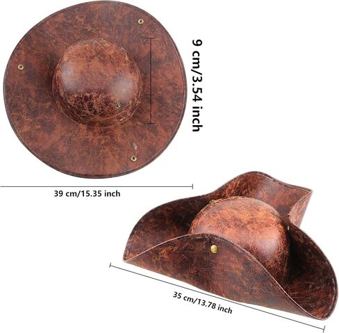 6 Pcs Faux Leather Pirate Hats Colonial Tricorn Hat Brown Pirate Costume Hat for Women Men Cosplay Costume Accessory Dress Up Parties in Saudi Arabia