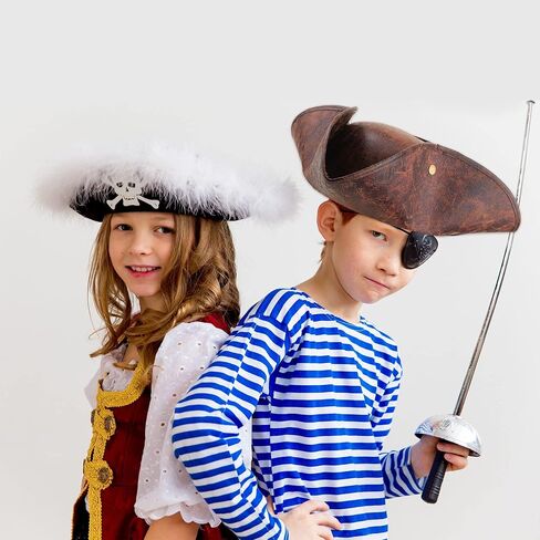 6 Pcs Faux Leather Pirate Hats Colonial Tricorn Hat Brown Pirate Costume Hat for Women Men Cosplay Costume Accessory Dress Up Parties in Saudi Arabia