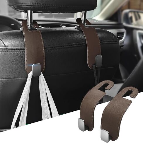 GZSH 2 PCS Car Seat Headrest Hooks Purse Hook for Car Leather 2 In 1 Car Seat Hooks for Universal Car Hanger Storage Organizer Car Headrest Hook for Purse, Bags etc |Add Car Extra Space| Black in Kuwait
