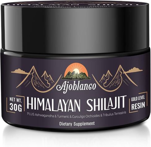 Ajoblanco 600mg Shilajit Pure Himalayan Organic Shilajit Resin - Himalayan Shilajit Resin with Organic Ayurvedic Blend in High Potency for Energy, Strength & Immunity, 30 Grams in Saudi Arabia