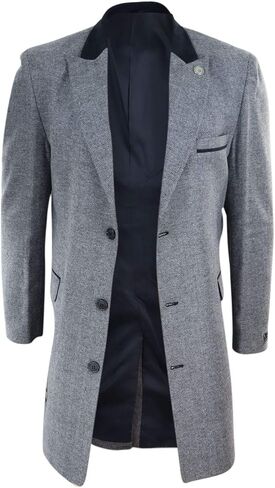 موقع Motslothing.com جاكيت رجالي طويل 3/4 من نسيج التويد متعرج, متعدد الألوان, S in Kuwait