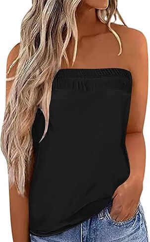 IWOLLENCE Women's Floral Tube Tops Casual Summer Backless Strapless Top Sleeveless Bandeau Tanks Shirt in Saudi Arabia