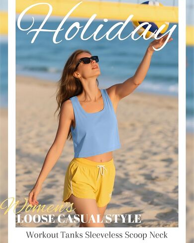 Huukeay 3 Pack Tops Cotton Crops Tops Scoop Drick Neck Strafl Fit Fit Tank Tops Croped Screat Sanks Summer Stirts Basic in Kuwait
