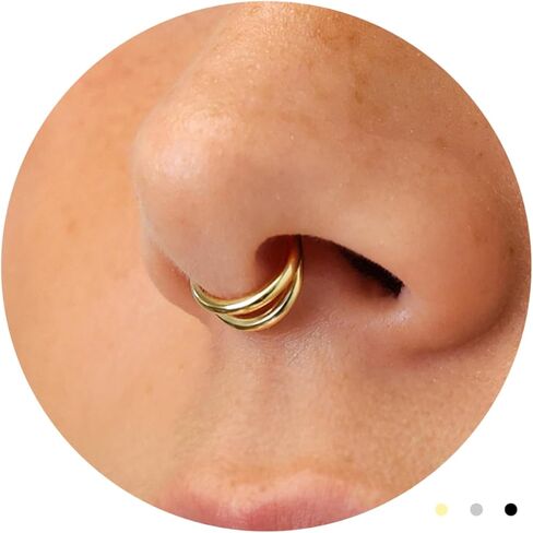 Nose Rings for Women 16G Septum rings Gold Star Clicker Hoops Daith Hoop Spikes Chain Nose Ring for Women Men Silver Piercing Jewelry in Saudi Arabia