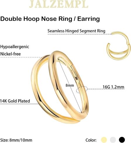 Nose Rings for Women 16G Septum rings Gold Star Clicker Hoops Daith Hoop Spikes Chain Nose Ring for Women Men Silver Piercing Jewelry in Saudi Arabia