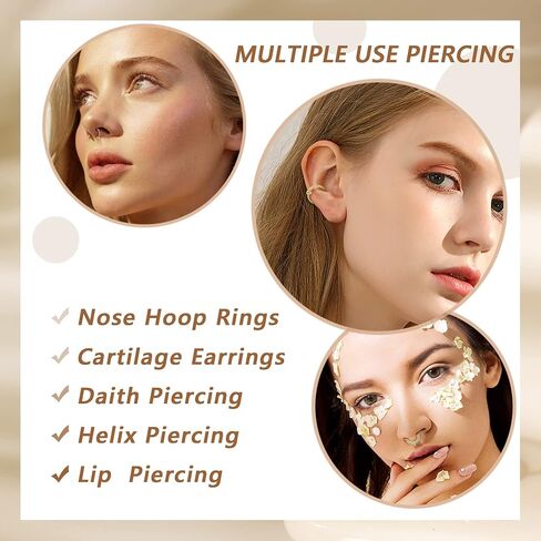 Besteel 16 Pcs Hypoallergenic Septum Rings 16G 316L Stainless Steel Clicker Nose Rings Hoop Tragus Cartilage Helix Daith Piercing Jewelry for Men Women 10mm in Saudi Arabia