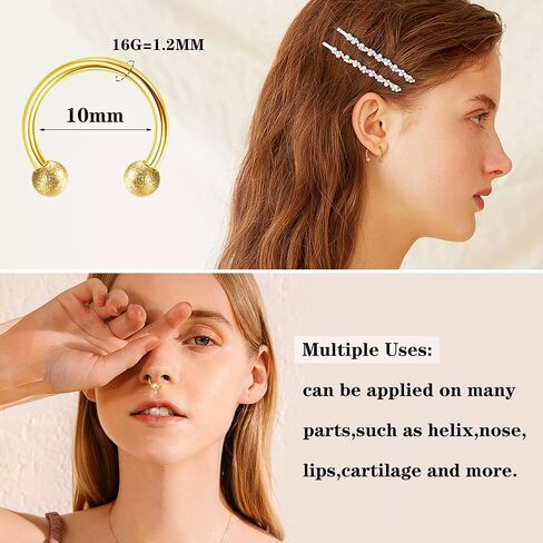 Besteel 16 Pcs Hypoallergenic Septum Rings 16G 316L Stainless Steel Clicker Nose Rings Hoop Tragus Cartilage Helix Daith Piercing Jewelry for Men Women 10mm in Saudi Arabia