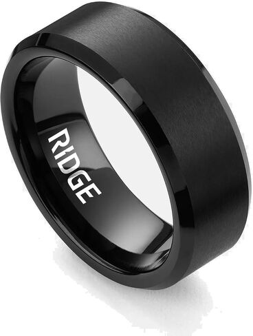 حلقات Ridge Tungsten للرجال - فرقة زفاف رجالي - حلقة مشطوفة قوية ومتينة ومقاومة للخدش مع شريط السيليكون in Saudi Arabia
