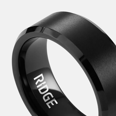 حلقات Ridge Tungsten للرجال - فرقة زفاف رجالي - حلقة مشطوفة قوية ومتينة ومقاومة للخدش مع شريط السيليكون in Saudi Arabia