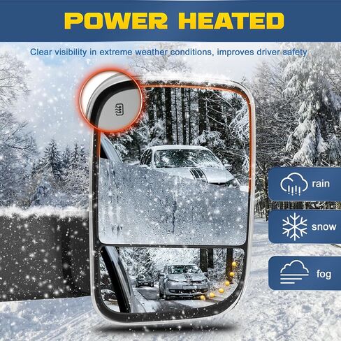 Pair Power Heated Towing Mirrors Compatible with 2009-2018 Dodge Ram 1500 2500 3500/2019-2024 Ram 1500 Classic w/Arrow Turn Signal Light,Temperature Sensor Side Mirrors (Chrome) in Saudi Arabia