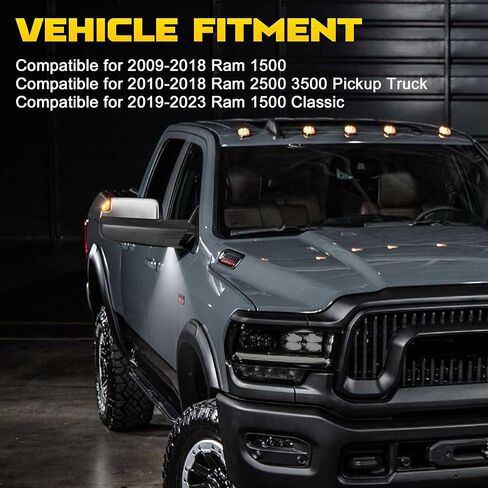 Pair Power Heated Towing Mirrors Compatible with 2009-2018 Dodge Ram 1500 2500 3500/2019-2024 Ram 1500 Classic w/Arrow Turn Signal Light,Temperature Sensor Side Mirrors (Chrome) in Saudi Arabia