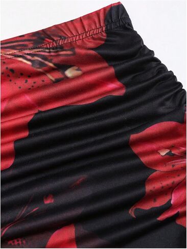 طباعة الأزهار النسائية Maxi Skirt كشكش تنحنح Ruched Fishlaint Bodycon Jaints Long Traint in Saudi Arabia