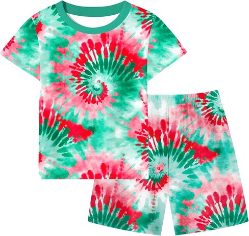 TIE صبغ ملابس دوامة مجموعات قميص وسروال شورت هبي 2 قطعة in Kuwait