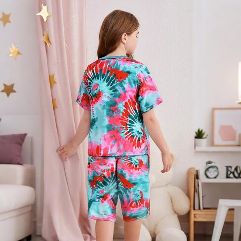 TIE صبغ ملابس دوامة مجموعات قميص وسروال شورت هبي 2 قطعة in Kuwait