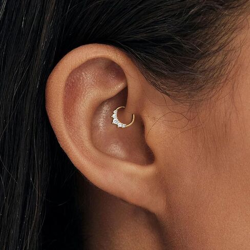 Nose Rings for Women 16G Septum rings Gold Star Clicker Hoops Daith Hoop Spikes Chain Nose Ring for Women Men Silver Piercing Jewelry in Saudi Arabia