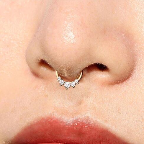 Nose Rings for Women 16G Septum rings Gold Star Clicker Hoops Daith Hoop Spikes Chain Nose Ring for Women Men Silver Piercing Jewelry in Saudi Arabia