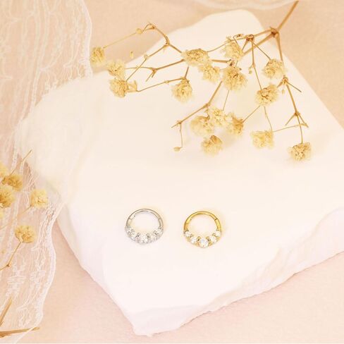 Nose Rings for Women 16G Septum rings Gold Star Clicker Hoops Daith Hoop Spikes Chain Nose Ring for Women Men Silver Piercing Jewelry in Saudi Arabia