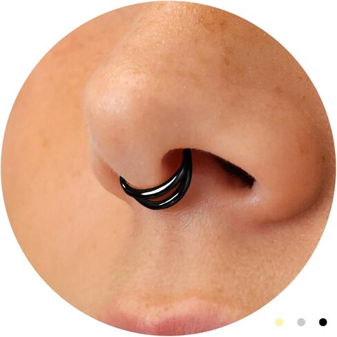 Nose Rings for Women 16G Septum rings Gold Star Clicker Hoops Daith Hoop Spikes Chain Nose Ring for Women Men Silver Piercing Jewelry in Saudi Arabia