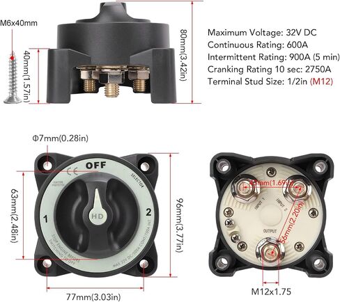Interruptor 600a مفتاح بطارية البحر الأزرق ، محدد البطارية تبديل البطارية طاقة البطارية Itor S Marine Master Battery Switch 600a 32V دائرة واحدة في مفتاح Kill Kill Off Power للقارب البحري RV in Saudi Arabia